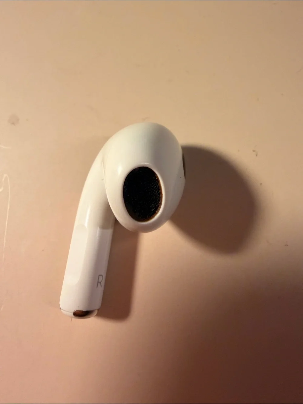 Apple Right Earbud in White with Black Mesh Detail